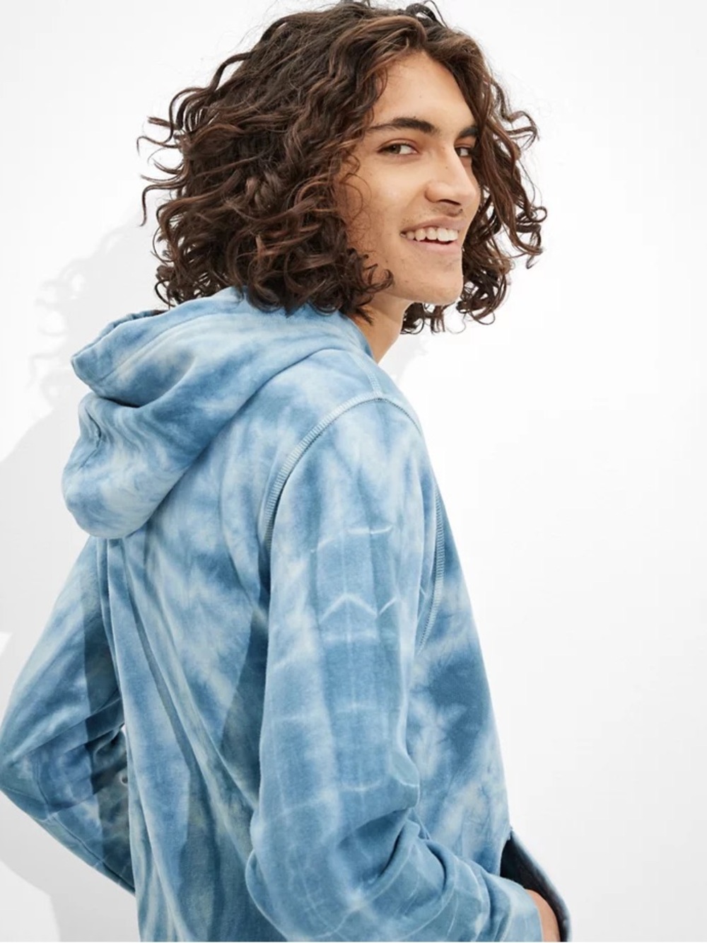 American Eagle Men’s Blue Tie Dye Cotton Hoodie